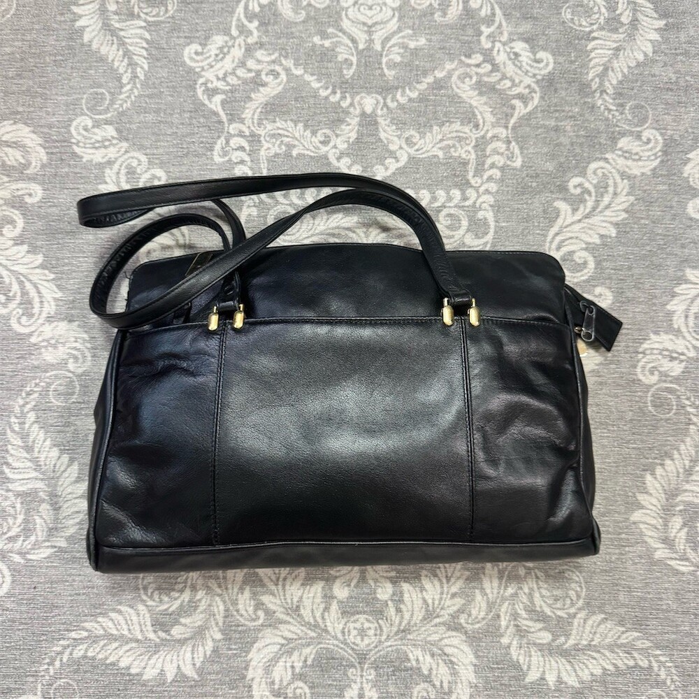 Rivage Vintage Shoulder Tote Bag Womens Black Zip Top Organizer Large